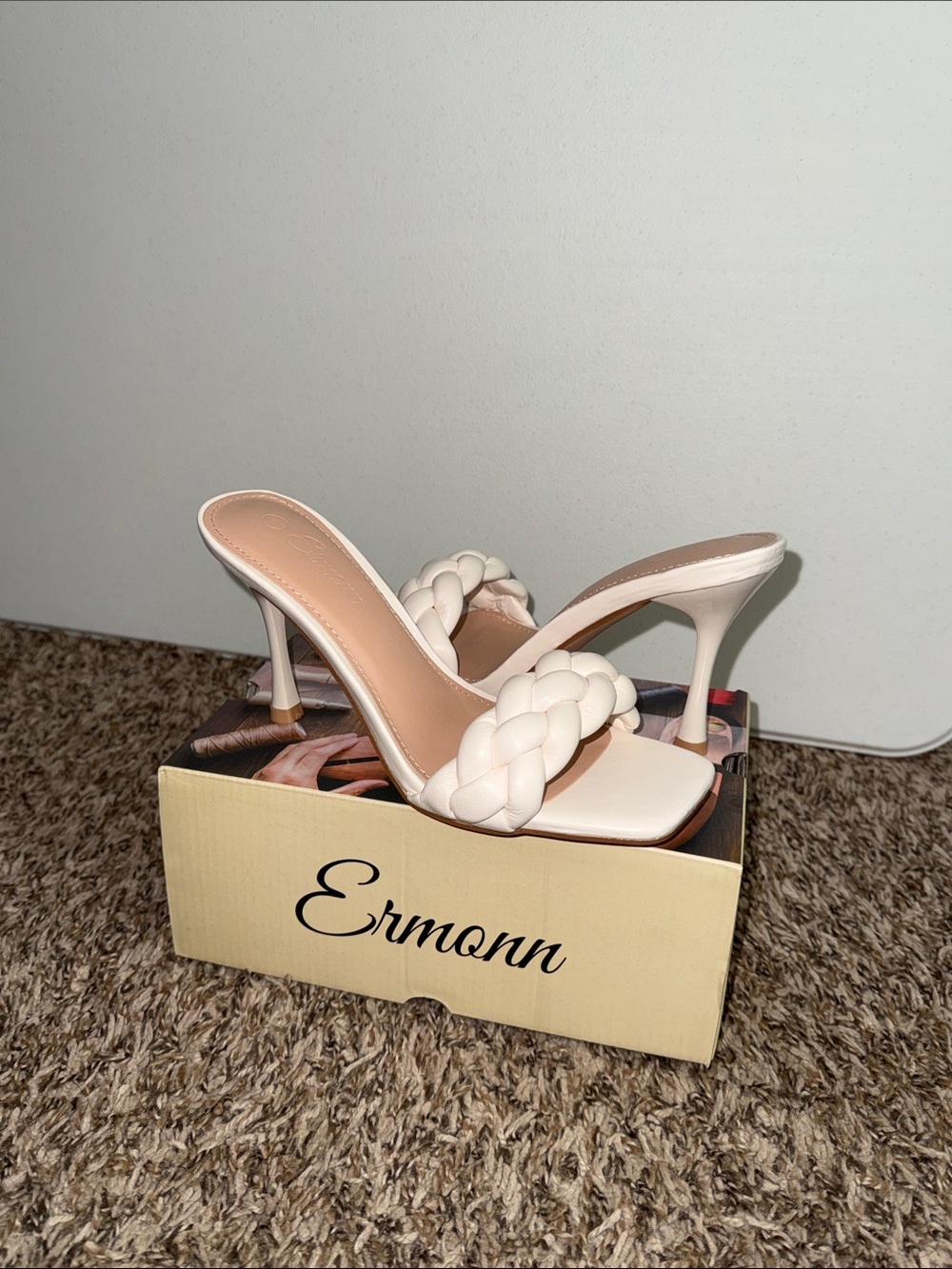 Women's Braided Slide Heels in Blush